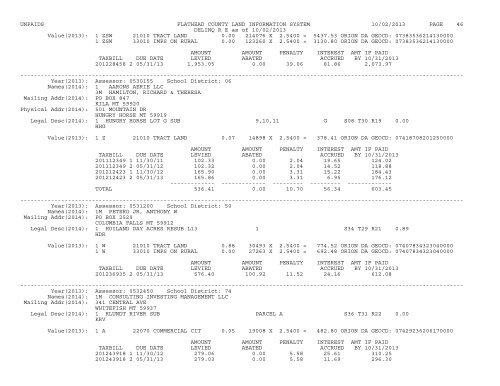 UNPAIDS FLATHEAD COUNTY LAND INFORMATION SYSTEM 07 ...