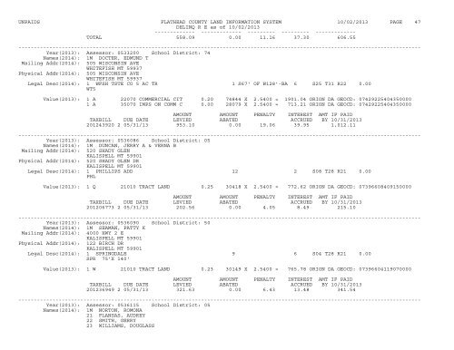 UNPAIDS FLATHEAD COUNTY LAND INFORMATION SYSTEM 07 ...