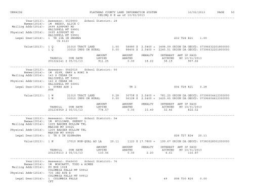 UNPAIDS FLATHEAD COUNTY LAND INFORMATION SYSTEM 07 ...