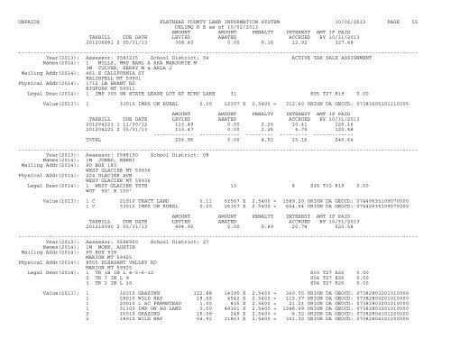 UNPAIDS FLATHEAD COUNTY LAND INFORMATION SYSTEM 07 ...