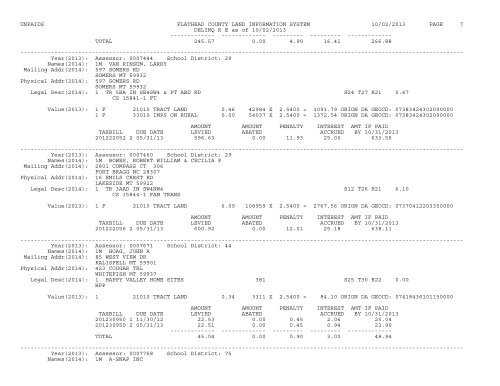 UNPAIDS FLATHEAD COUNTY LAND INFORMATION SYSTEM 07 ...