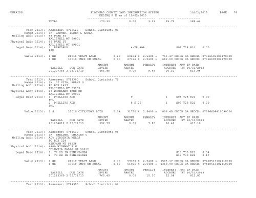 UNPAIDS FLATHEAD COUNTY LAND INFORMATION SYSTEM 07 ...