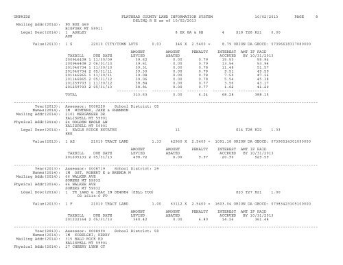 UNPAIDS FLATHEAD COUNTY LAND INFORMATION SYSTEM 07 ...