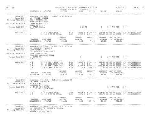 UNPAIDS FLATHEAD COUNTY LAND INFORMATION SYSTEM 07 ...