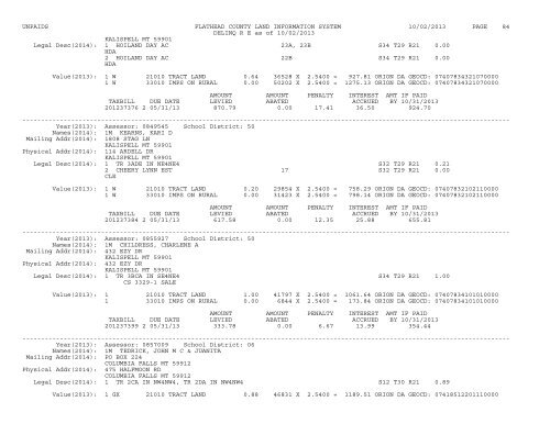 UNPAIDS FLATHEAD COUNTY LAND INFORMATION SYSTEM 07 ...