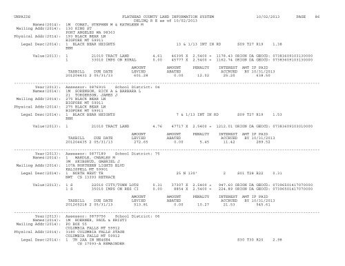 UNPAIDS FLATHEAD COUNTY LAND INFORMATION SYSTEM 07 ...