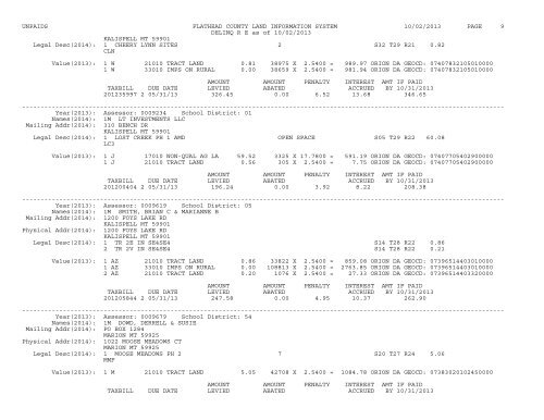 UNPAIDS FLATHEAD COUNTY LAND INFORMATION SYSTEM 07 ...