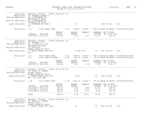 UNPAIDS FLATHEAD COUNTY LAND INFORMATION SYSTEM 07 ...