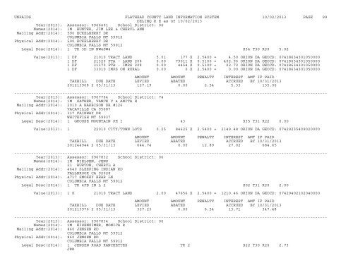 UNPAIDS FLATHEAD COUNTY LAND INFORMATION SYSTEM 07 ...