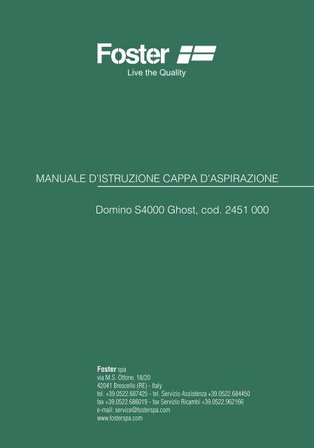 Libretto d'istruzioni - Foster S.p.A.