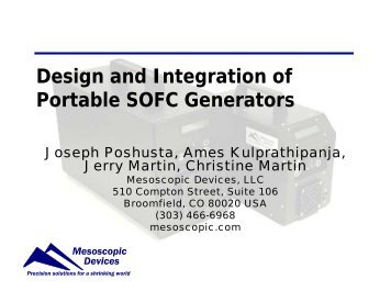Design and Integration of Portable SOFC ... - Fuel Cell Markets