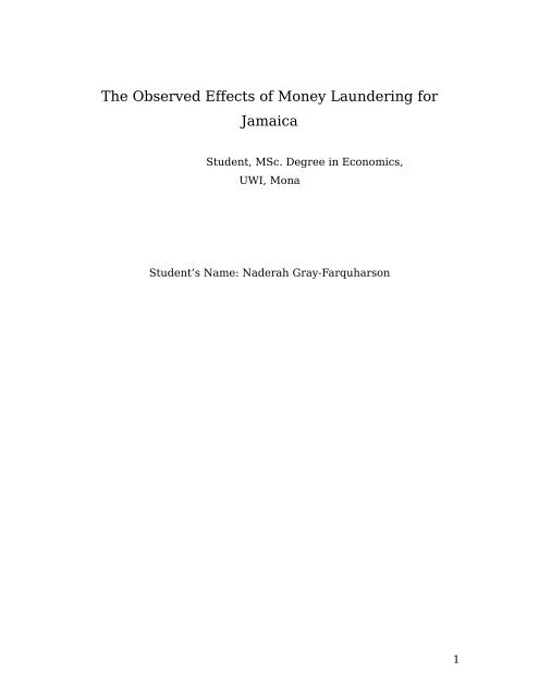 The Observed Effects of Money Laundering for Jamaica - Caribbean ...