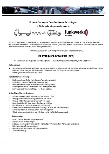 Hochfrequenz-Entwickler (m/w) - Funkwerk Dabendorf GmbH