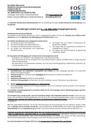 Informationsblatt zur Anmeldung 2011 an der FOS Marktheidenfeld