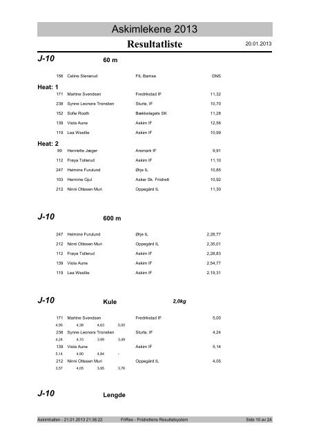 Resultatliste Askimlekene 2013 - Speaker.no