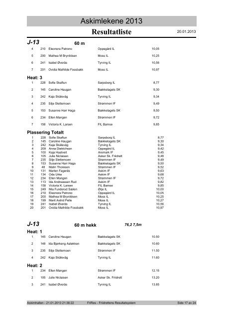 Resultatliste Askimlekene 2013 - Speaker.no