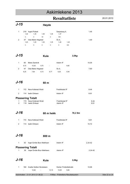 Resultatliste Askimlekene 2013 - Speaker.no