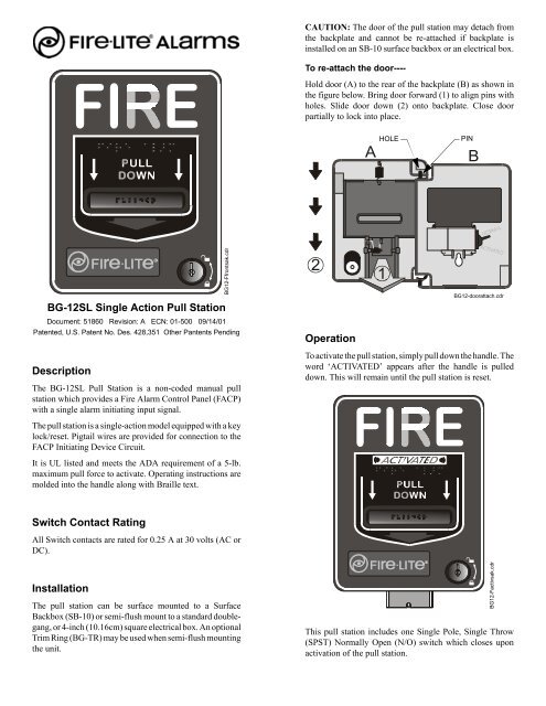 BG-12SL Single Action Pull Station - Fire-Lite Alarms