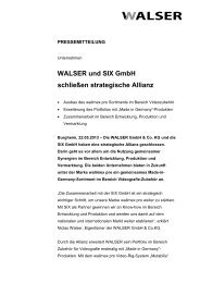 WALSER und SIX GmbH schließen strategische Allianz