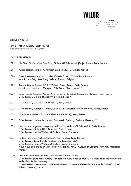Download Biography - Galerie Georges-Philippe & Nathalie Vallois