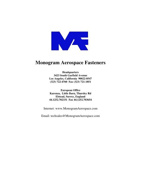 Monogram Aerospace Fasteners - Frank Drucklufttechnik