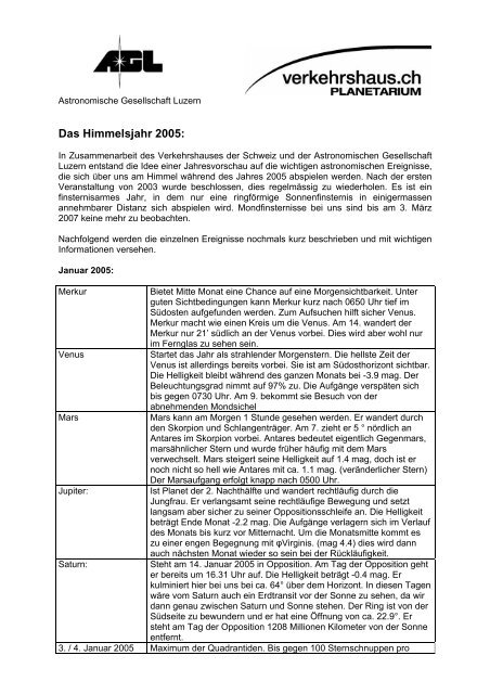 Das Himmelsjahr 2005 als pdf - Astronomische Gesellschaft Luzern