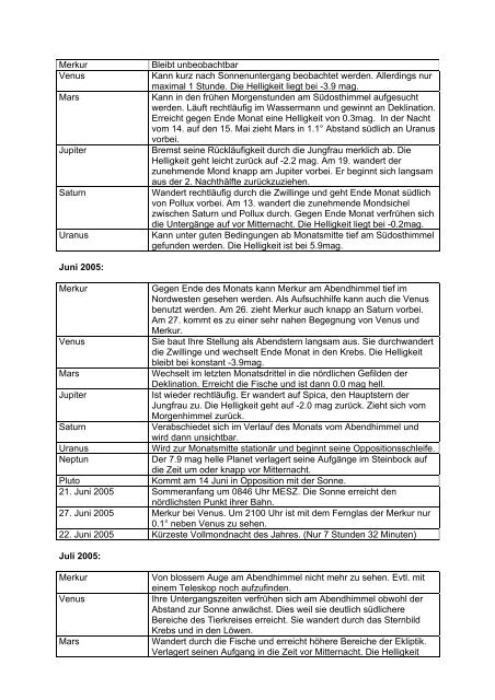 Das Himmelsjahr 2005 als pdf - Astronomische Gesellschaft Luzern