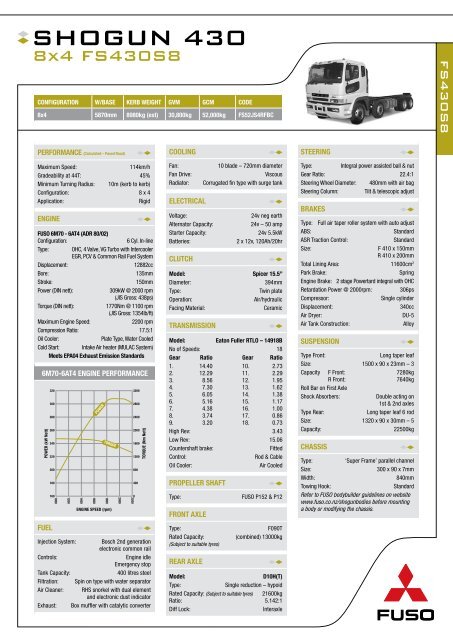 SHOGUN 430 8x4 FS430S8 (PDF, 416 KB) - Mitsubishi FUSO Trucks