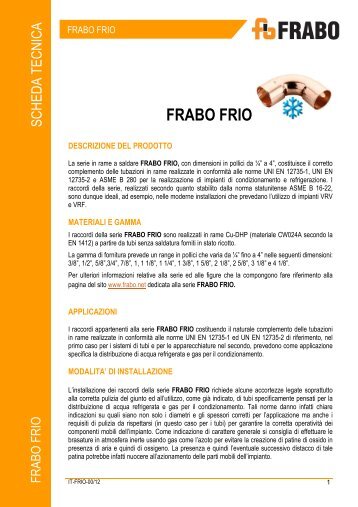 Scheda Tecnica FRABO FRIO