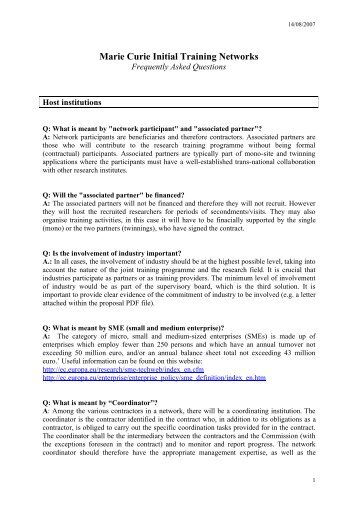 Marie Curie Initial Training Networks