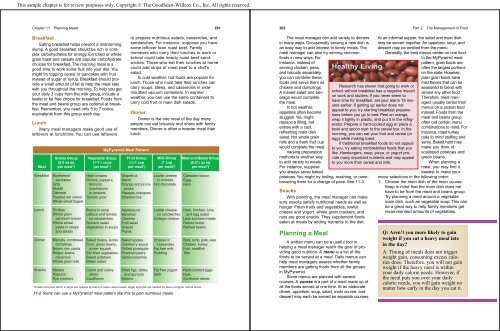 Planning Meals - Goodheart-Willcox