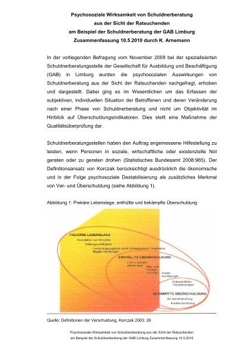 Studie zur psycho-sozialen Wirksamkeit von Schuldnerberatung bei ...