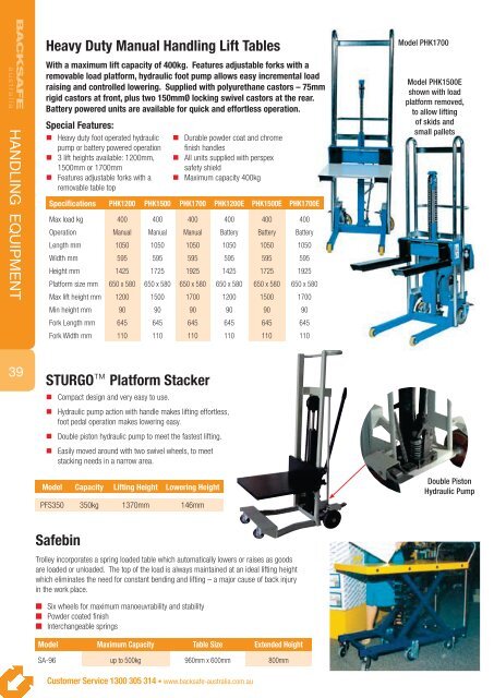 Backsafe Australia - HANDLING EQUIPMENT