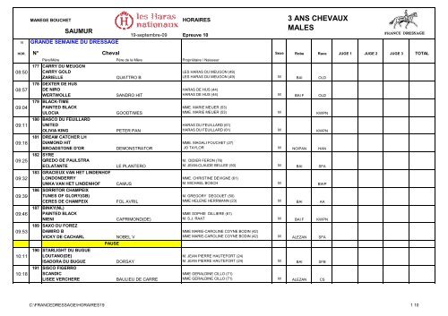 Horaires individuels du 19 (pdf) - France Dressage