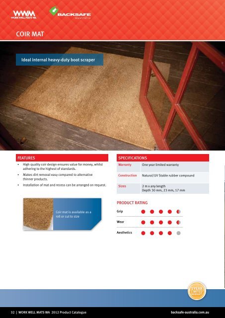 Backsafe Australia - Work Well Mats WA Catalogue