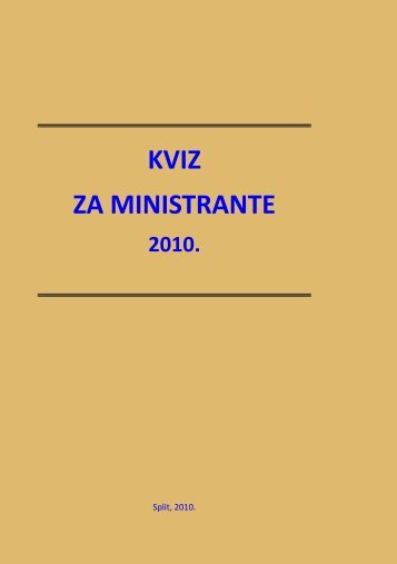 KVIZ ZA MINISTRANTE - Franjevačka provincija Presvetog Otkupitelja