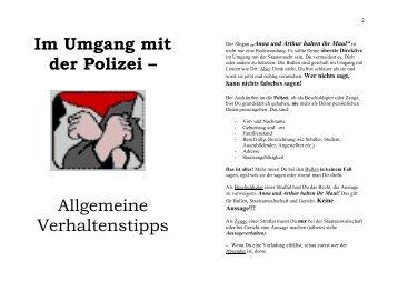 Im Umgang mit der Polizei – Allgemeine Verhaltenstipps - Inforiot