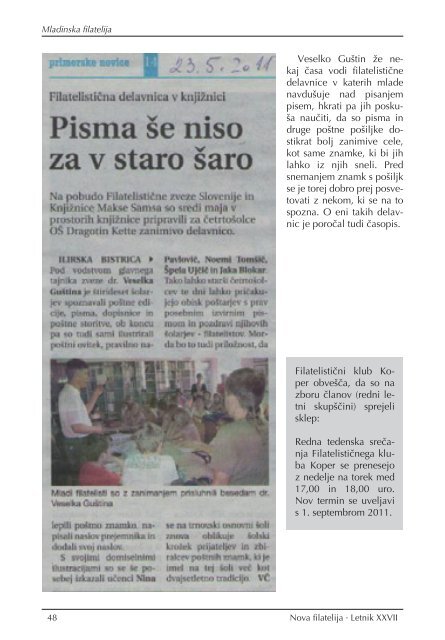 Številka 2-3, letnik 2011 - Filatelistična zveza Slovenije