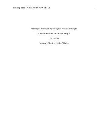 Apa style dissertation running head