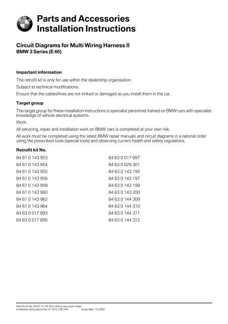 Circuit diagrams for multi wiring harness II E46/All 5878