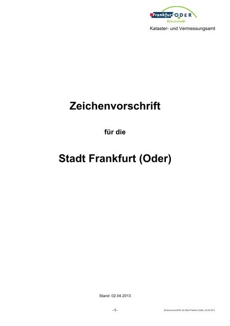 Zeichenvorschrift Stadt Frankfurt (Oder)