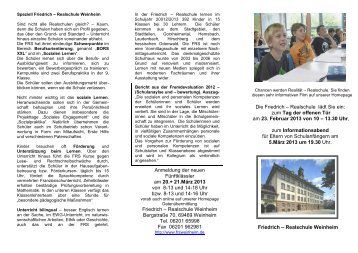 Flyer - auf der Website der Friedrich Realschule Weinheim.