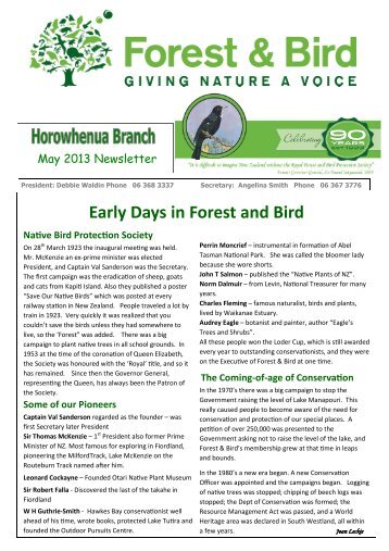 May 2013 Newsletter - Forest and Bird