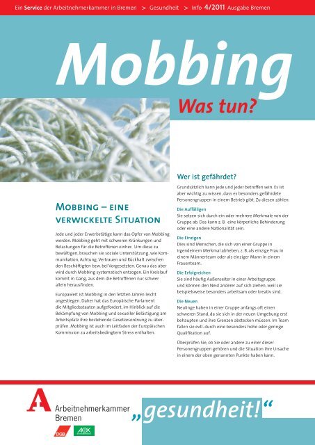 Mobbing Was Tun Bei Der Arbeitnehmerkammer Bremen