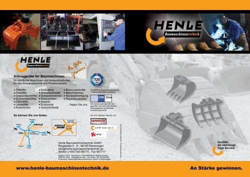 An Stärke gewinnen. www.henle-baumaschinentechnik.de