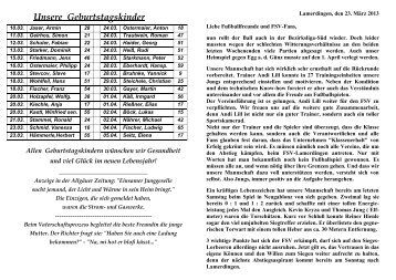 Unsere Geburtstagskinder - FSV Lamerdingen
