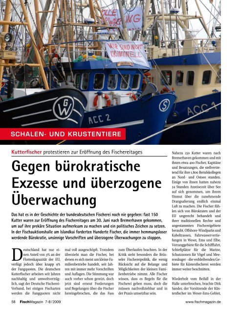 Gegen bürokratische Exzesse und überzogene ... - Fischmagazin.de