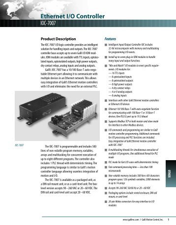 Ethernet I/O Controller IOC-7007 - Galil