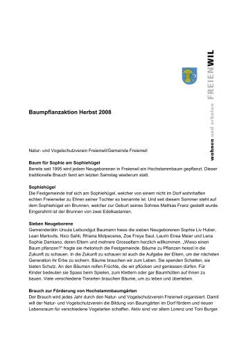 Baumpflanzaktion Herbst 2008 [PDF, 148 KB] - in Freienwil