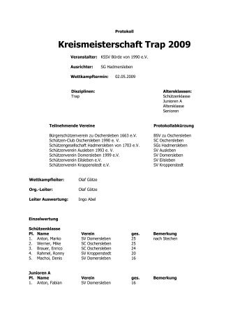 Kreismeisterschaft Trap 2009 - KSSV-Boerde